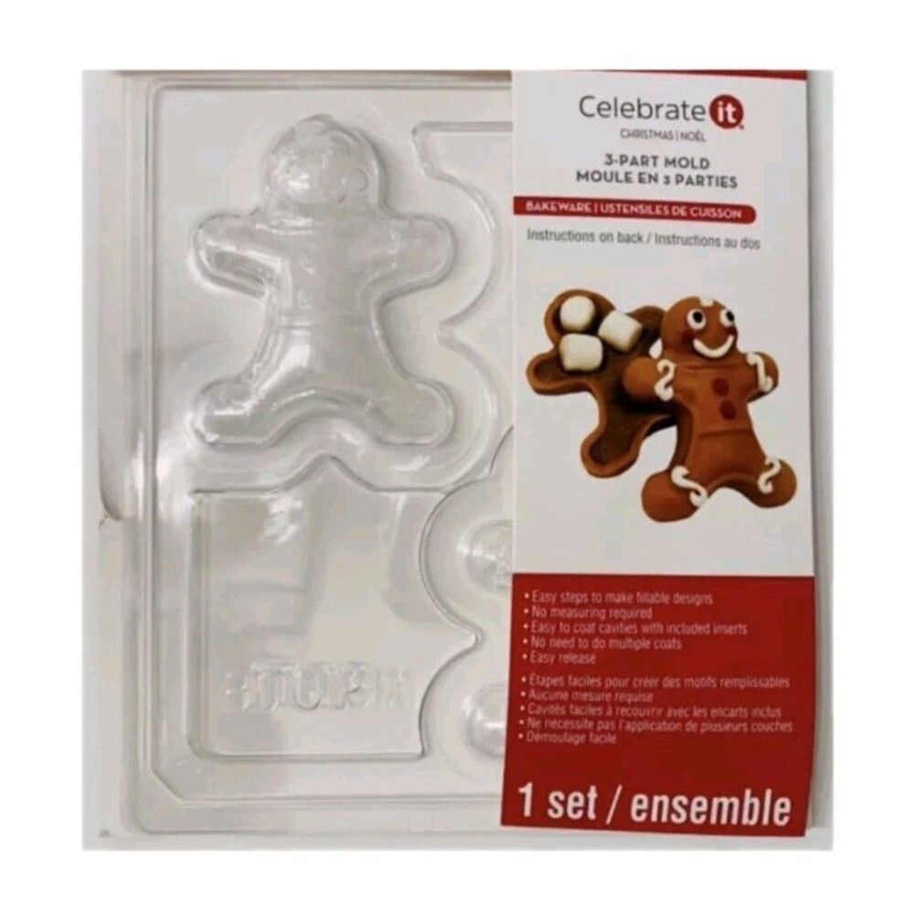 New Celebrate It 3-Part Snowman Hot Cocoa Bomb Mold Christmas Chocolate Baking